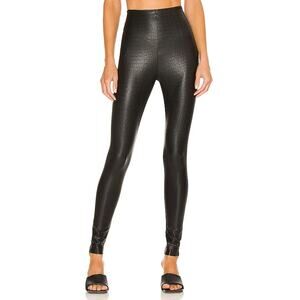 Commando Croc Embossed Faux Leather High Rise‎ Pull On Leggings Black Size Small